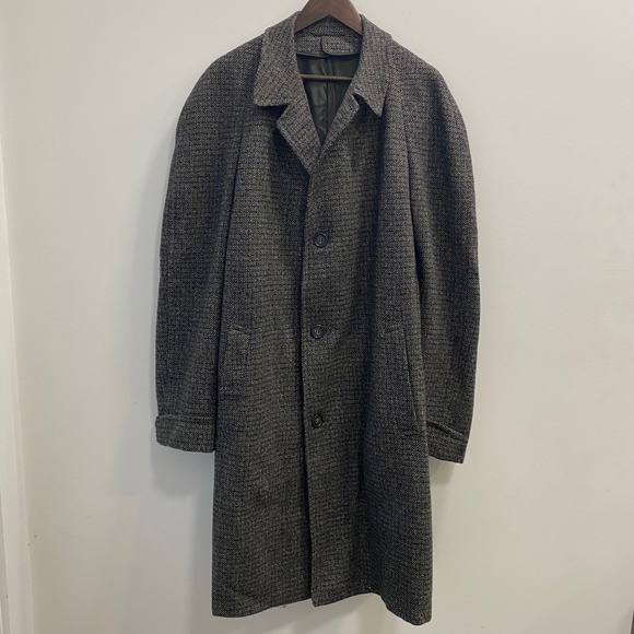 Sherwood Clothes Other - Sherwood Clothes Wool Overcoat Men XL Grey Tweed Raglan Sleeve Vintage Old Money